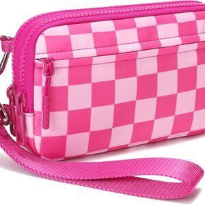 Versatile 3-Way Convertible Wristlet Wallet with RFID Protection - Rose Red